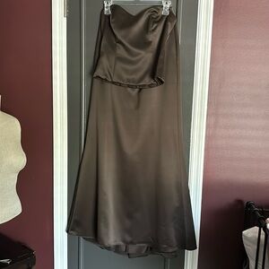 🤎DAVID’S BRIDAL Brown Two Piece Corset Top and Skirt